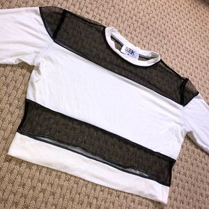 LF mesh/white long sleeve shirt